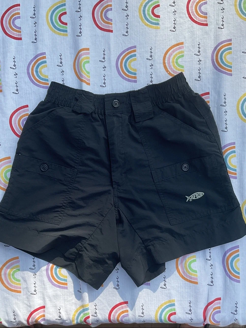 AFTCO Black Men's Cargo Shorts with Logo